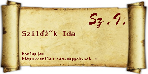 Szilák Ida névjegykártya